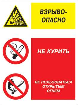 Кз 11 взрывоопасно - не курить и не пользоваться открытым огнем. (пленка, 400х600 мм) - Знаки безопасности - Комбинированные знаки безопасности - vektorb.ru