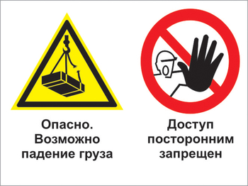 Кз 32 опасно - возможно падение груза. доступ посторонним запрещен. (пленка, 600х400 мм) - Знаки безопасности - Комбинированные знаки безопасности - vektorb.ru